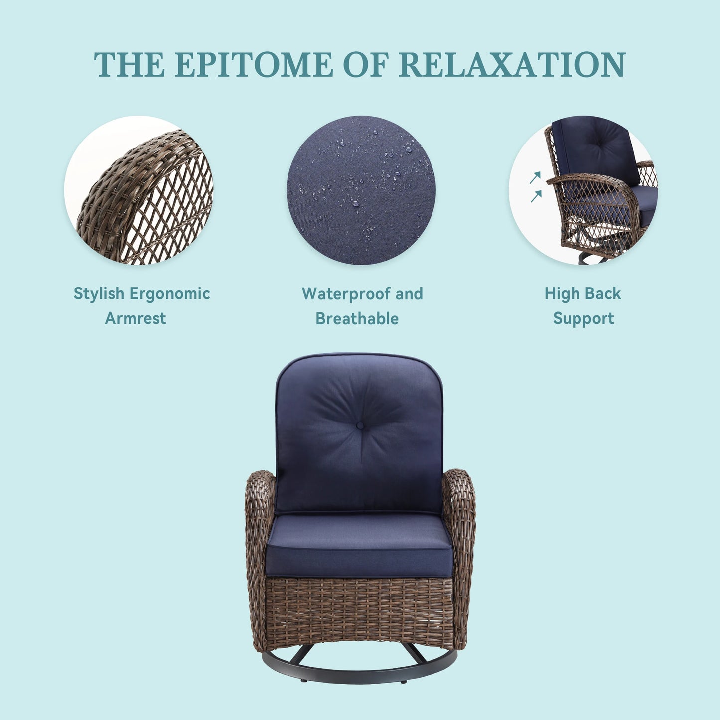Hoomic 3 Piece Patio Furniture Set Outdoor Rocking Cushions
