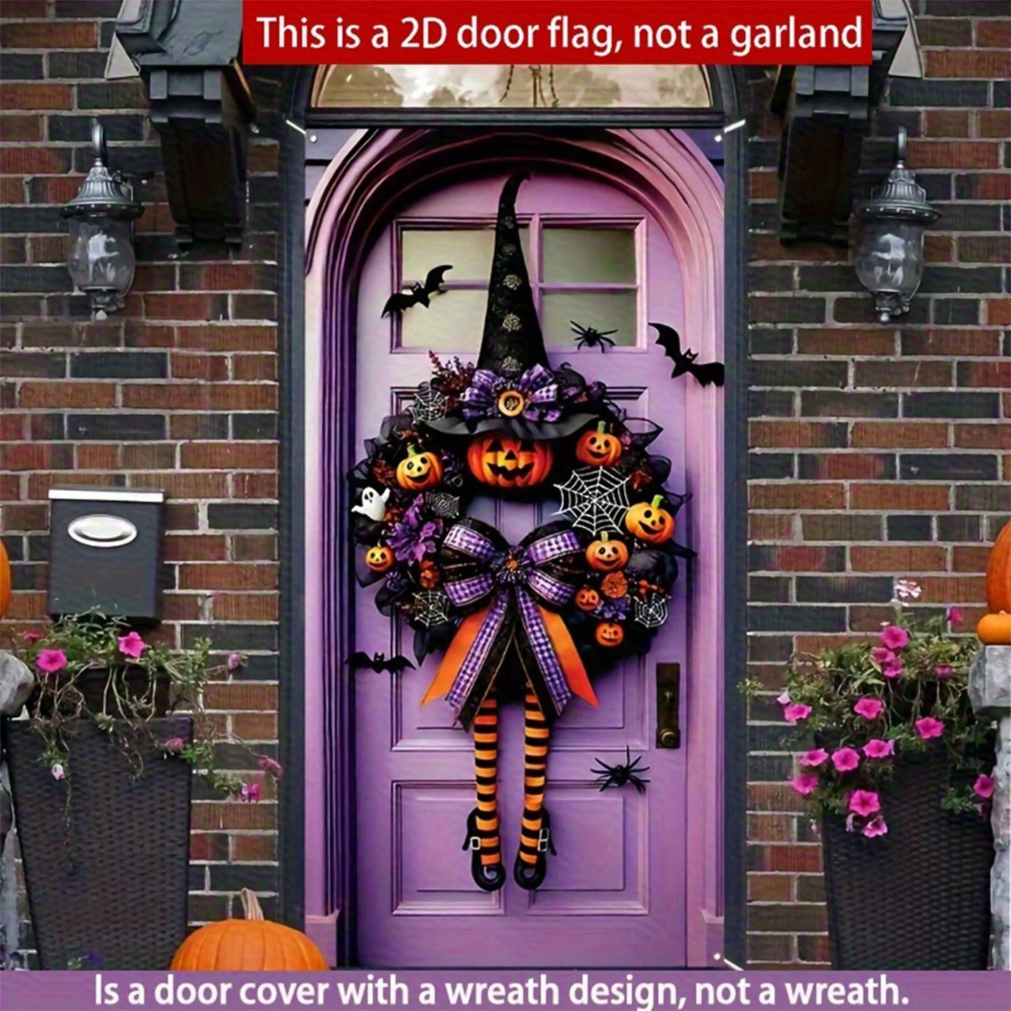 Halloween Party Decor Set Pumpkin Witch Wreath Door Cover
