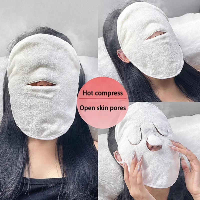 Hot Compress Face Towel Reusable Cotton Thickened Face Steaming Towel Moisturizing Mask Beauty Skin Care Tool for Salon Home Use