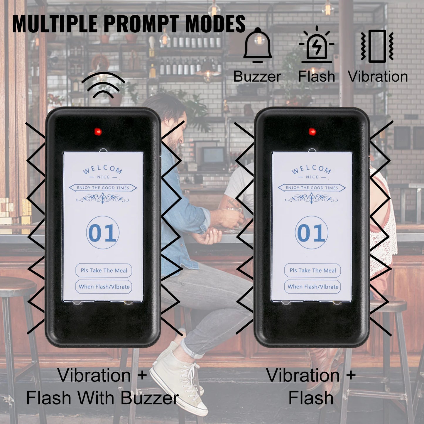 SucceBuy Wireless Restaurant Buzzer Pager 10-20 Coasters Paging Guest Calling Queuing System Touch Screen for Coffee Shop