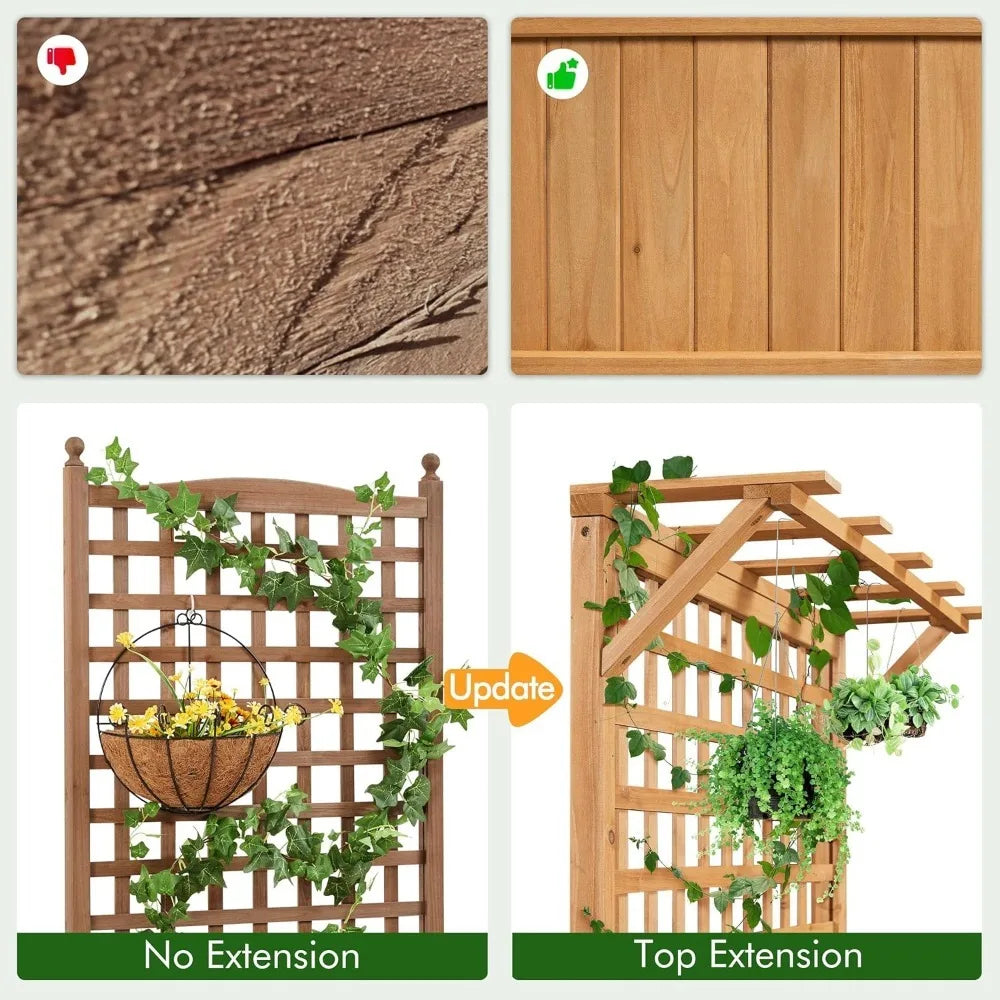 72" H Garden Planter with Trellis for Vine Climbing Horticultural Plants Garden Box Outdoor W/Drainage Holes Raised Garden Bed