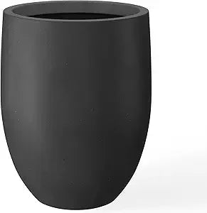 Kante 21.7" H Snow White Concrete Tall Planter, Large Outdoor Indoor Decorative Pot with Drainage Hole and Rubber Plug, Modern R