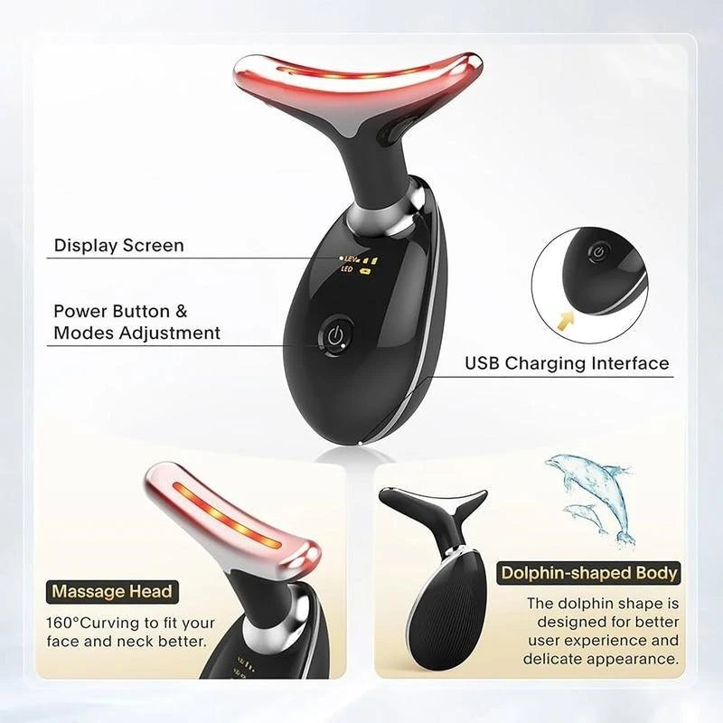 Vibrating Neck Device Beauty Gift Neck and Face Skin Massager 1 Piece Portable USB Charging Facial Massage Instrument Tool