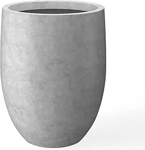 Kante 21.7" H Snow White Concrete Tall Planter, Large Outdoor Indoor Decorative Pot with Drainage Hole and Rubber Plug, Modern R