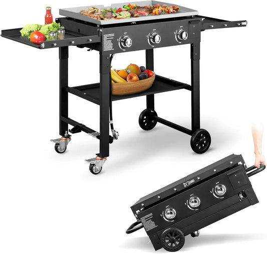3 Burner Portable Flat Top Gas Grill 31 Inch Griddle