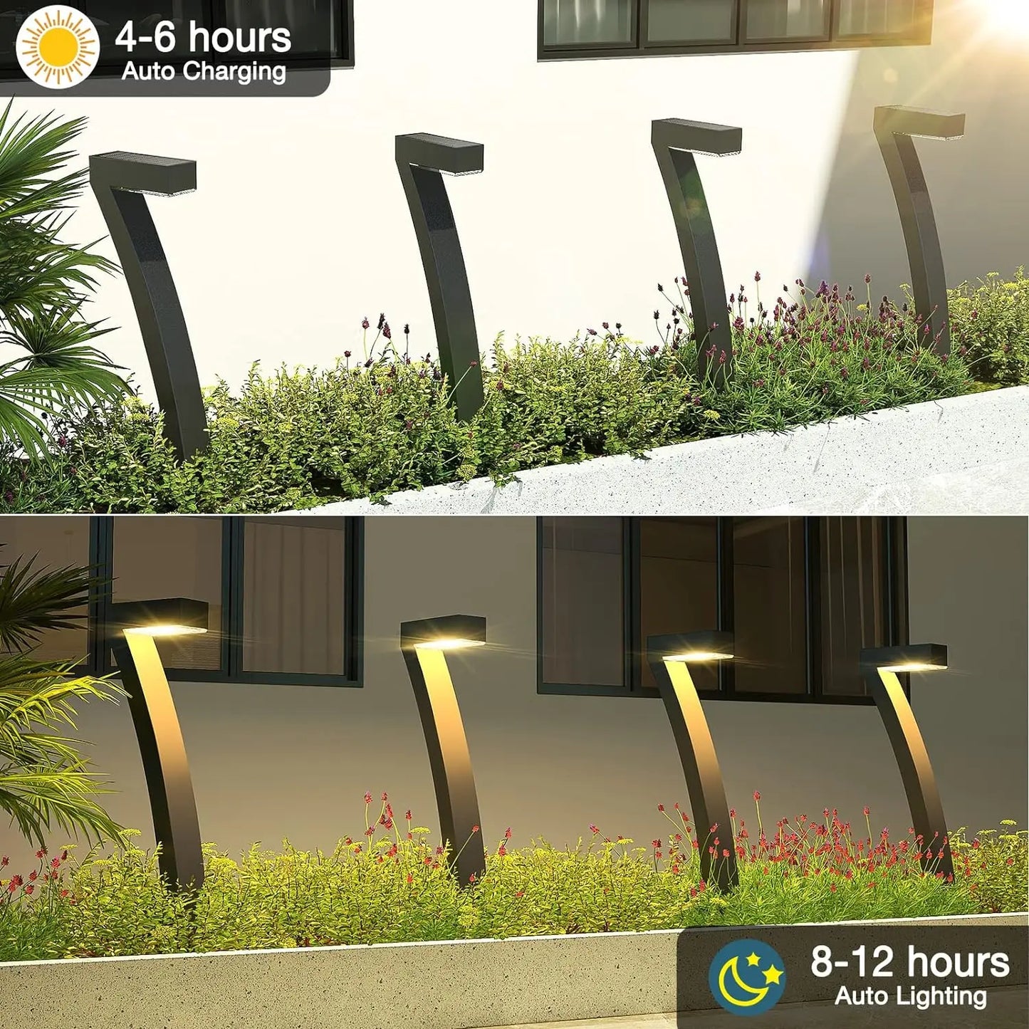 6Pack Bright Solar Outdoor Lights Pathway 12H Garden Yard Walkway