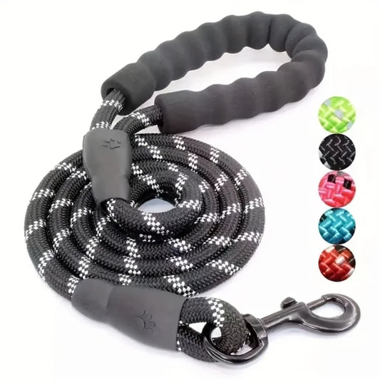 Reflective Dog Leash With Comfortable Padded Handle - Double Heavy Duty Traction Rope  Strong Dogs - Enhance Safety And Contr