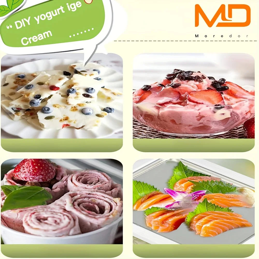 Portable Ice Cream Roll Maker Stainless Steel 2 Scoops