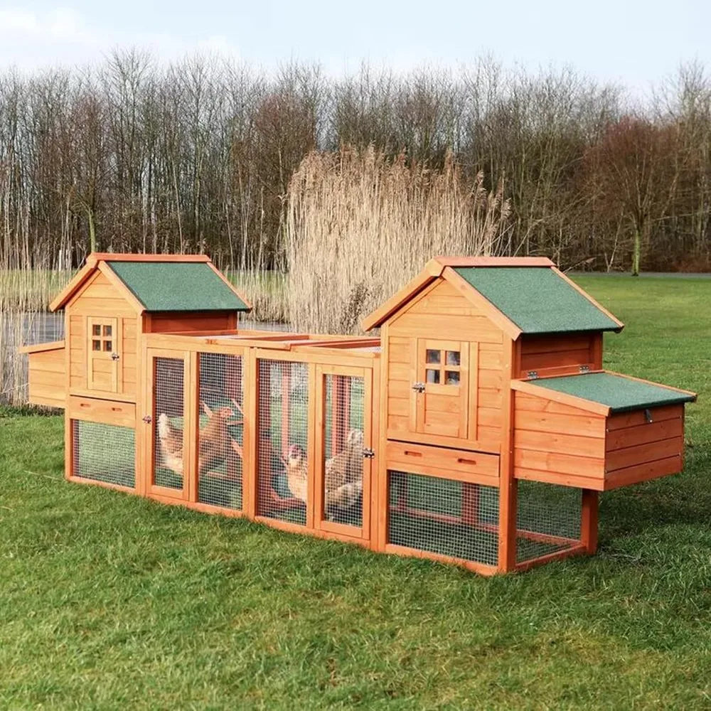 Henhouse, Outdoor Chicken Coop for 4-8 Chickens Wooden Hen Rabbit House Poultry Pet Hutch Run Cage W/Waterproof Asphalt