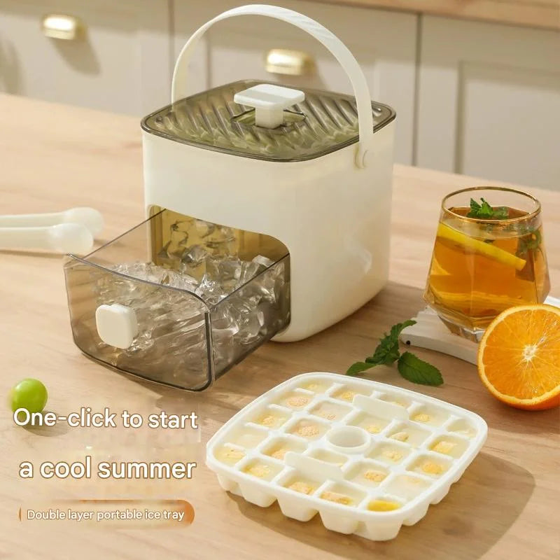 Large Capacity 48 Ice Cube Maker Double Layer Freezer Tray