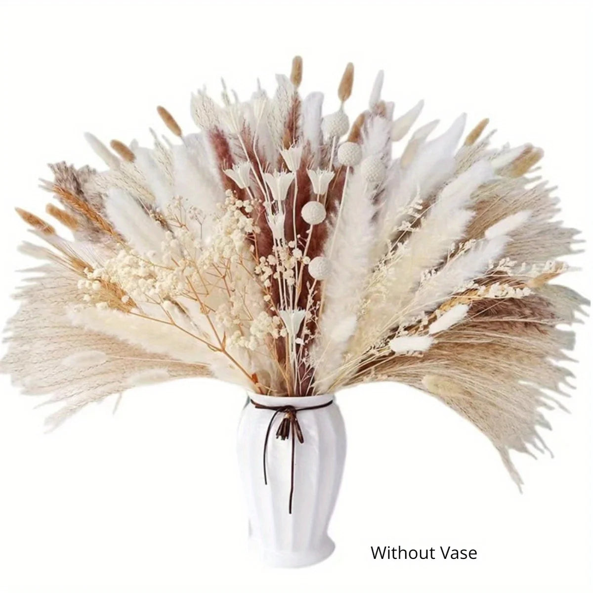 109Pcs Natural Dried Pampas Grass Bouquet with Bunny Tails Dried Flowers Pompas for Boho Home Decor, Wedding Floral
