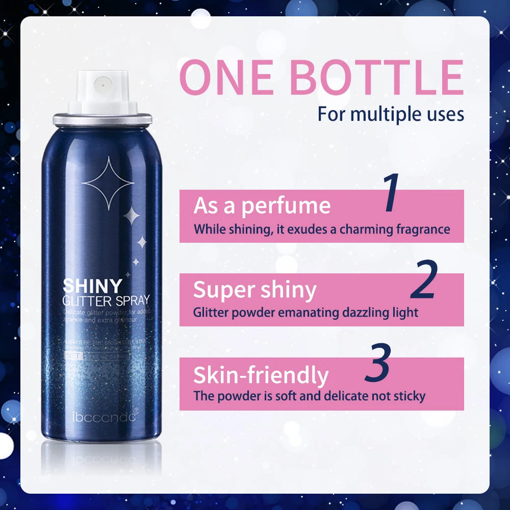 60ml Waterproof Gloss Silver Glitter Spray for Body and Face
