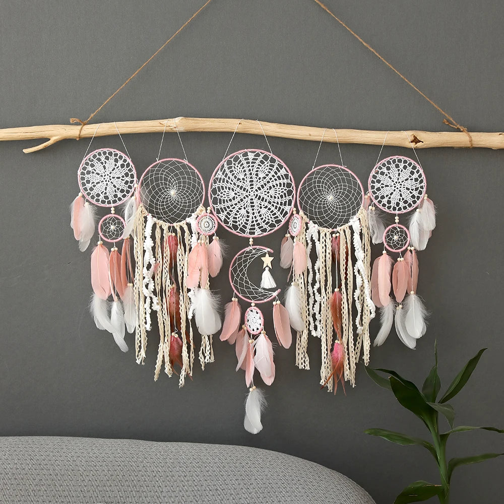 5pcs Bohemian Dreamcatcher Set Large Wall Hanging for Bedroom Wedding Christmas Decor Pretty Decorative Ornaments