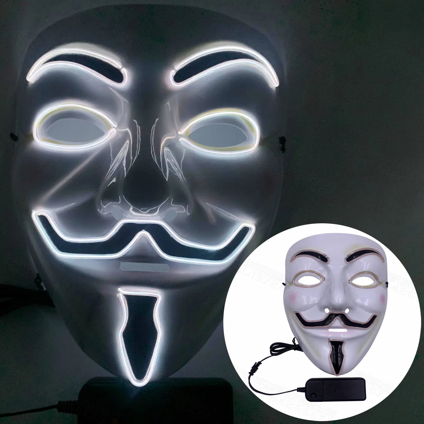 Halloween LED Mask Neon Glow Party Masquerade Mask Glow