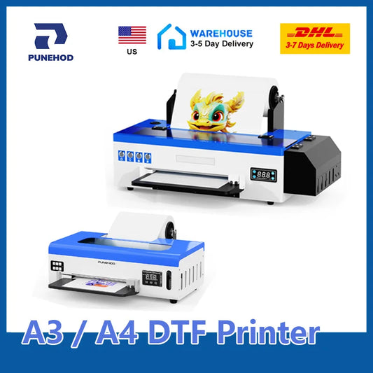 US Stock Punehod DTF Printer With Oven A3+ A4 L1800 L800 Direct To Film Printing Machine With curing oven T-Shirts Textile Dtf