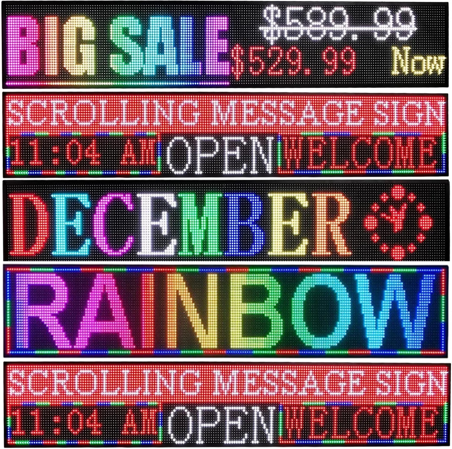 LED Scrolling Display Semi-outdoor Full Color P10 77"X14" WIFI Control Electronic for Business Advertising Board