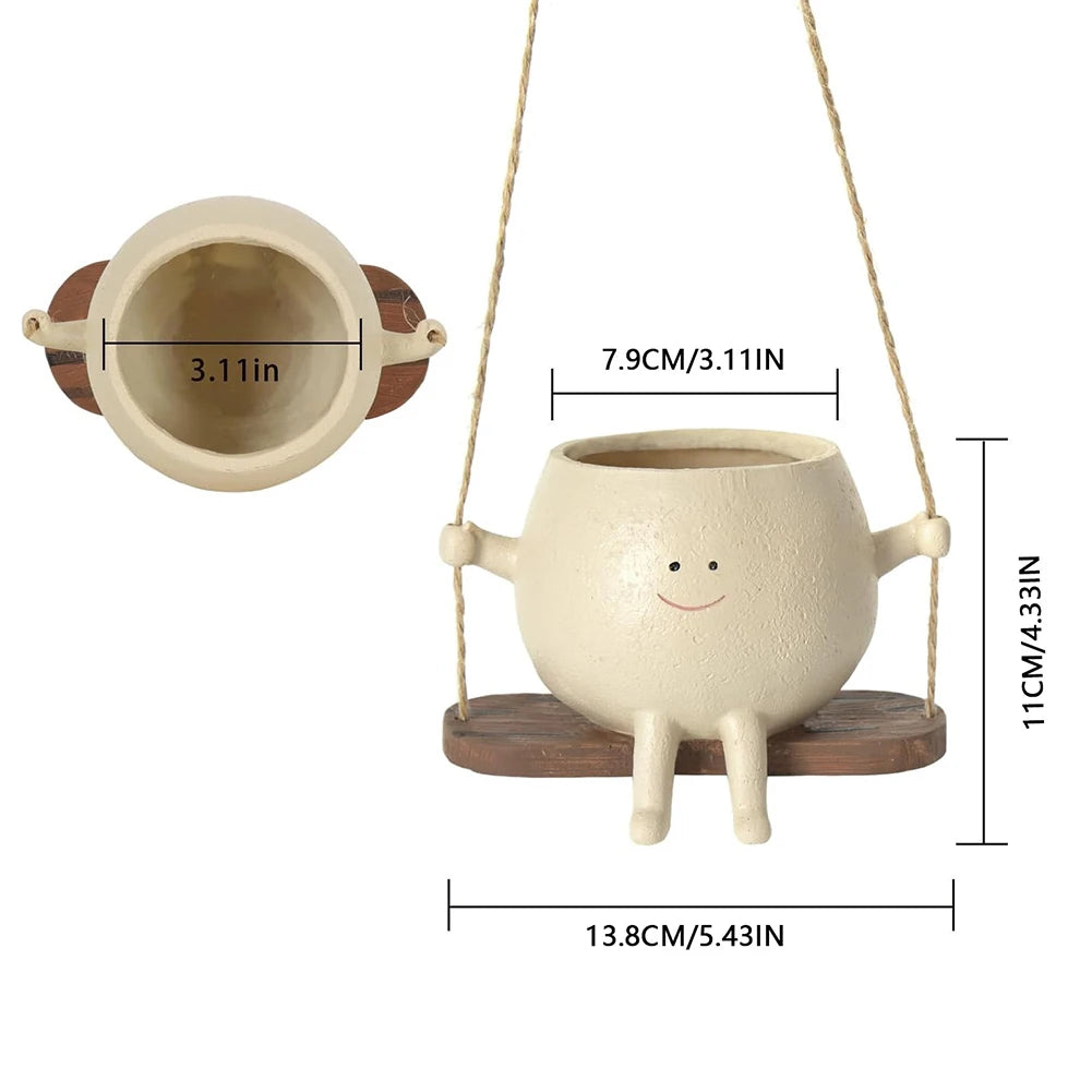 Face Head Planter Resin Smiling Face Planter Creative Wall Hanging Head Planter Multifunctional Home Garden Patio Accessories