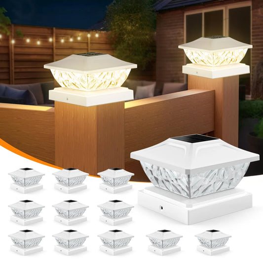 Solar Post Lights 4 6 8 12 Pack Two Mode White Deck