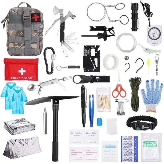 125Pcs Survival Kits Professional Emergency Survival Gear Tactical First Aid Kit Supplies for Outdoor Adventure Camping Hiking