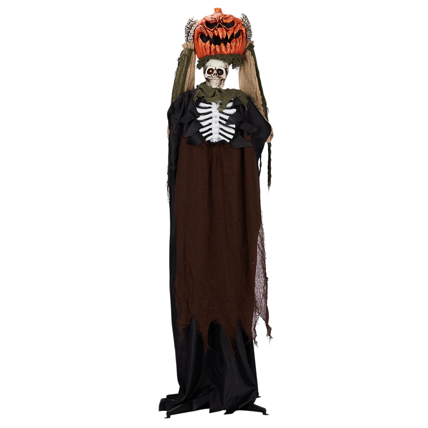 Life Size Animatronic Ghost With Pumpkin Head 5.6Ft Outdoor