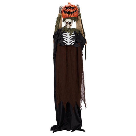 Life Size Animatronic Ghost With Pumpkin Head 5.6Ft Outdoor
