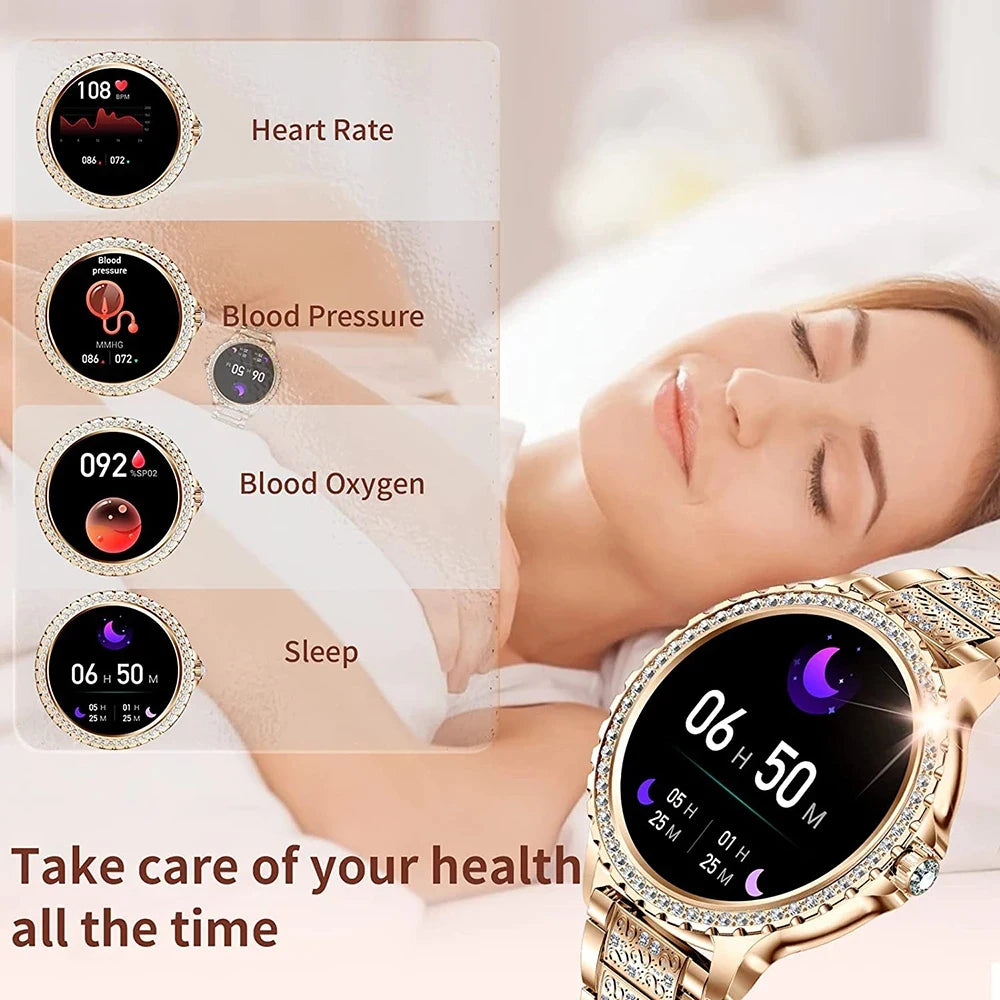 Xiaomi Mijia Women Smart Watch True Blood Oxygen 1.32Inch 360*360 HD Screen Diamond Bracelet Bluetooth Call Ladies
