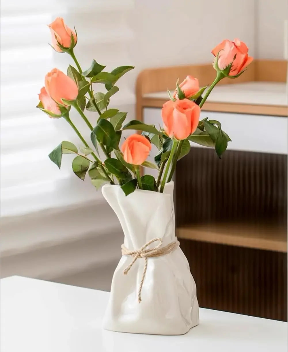 6 Inch Small Glass Vase Irregular Transparent Vase for Modern Art Deco Interior Decor