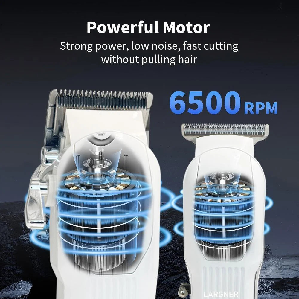 LARGNER Hair Clippers Men, Beard Trimmer Professional Cordless Electric Shaver Machine 6000RPM Grooming Haircut Kit