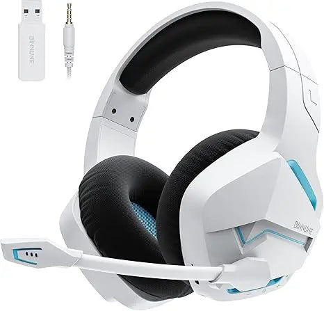 Binnune BW01 Wireless Gaming Headset with Microphone for PC PS4 PS5 2.4G Bluetooth USB Gamer Headphones with Mic for Laptop Computer