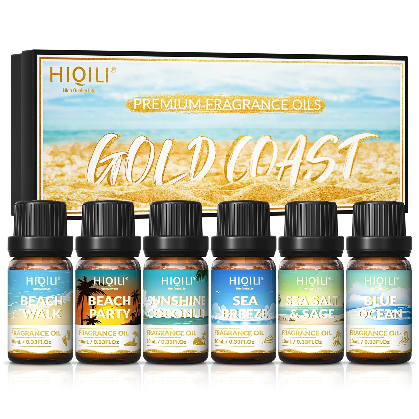 Hiqili Gold Coast 6Pc Fragrance Oils Gift Set For Diffusers