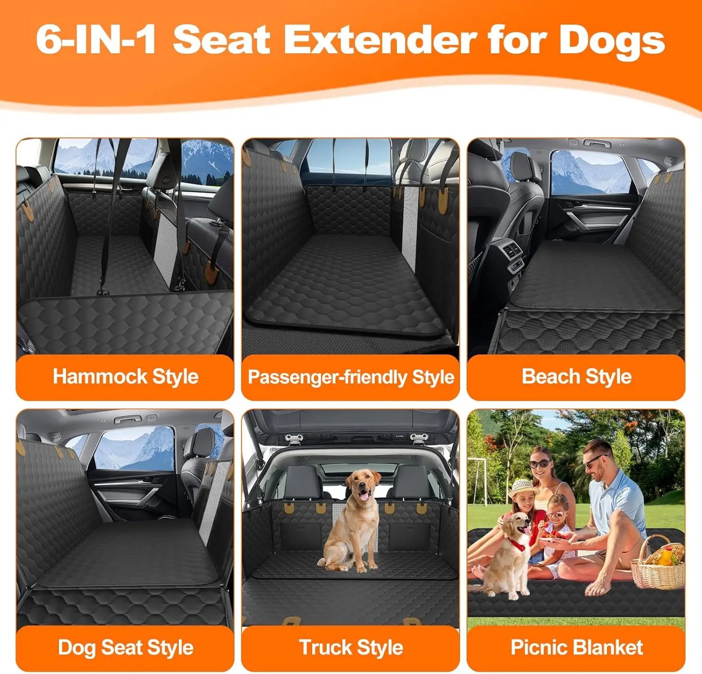 Waterproof Pet Travel Accessories Foldable Dog Car Seat Safety Hammock Rear Back Seat Protector
