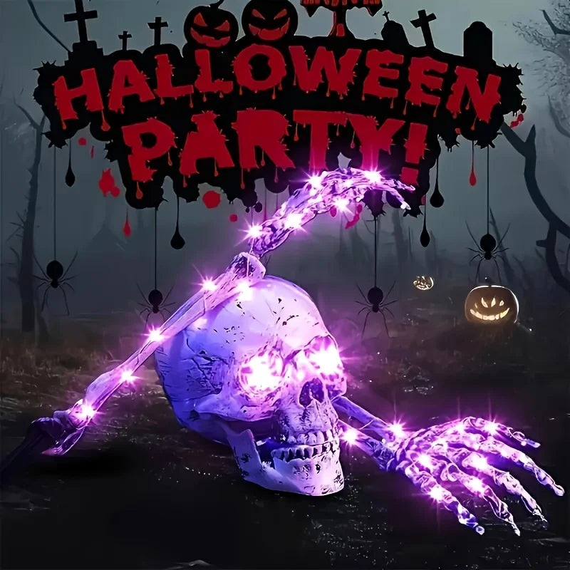 Halloween Light Up Skeleton Set Skull And Arms Party Decor