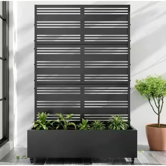 Metal Planter Box With Trellis For Vine Climbing Plants