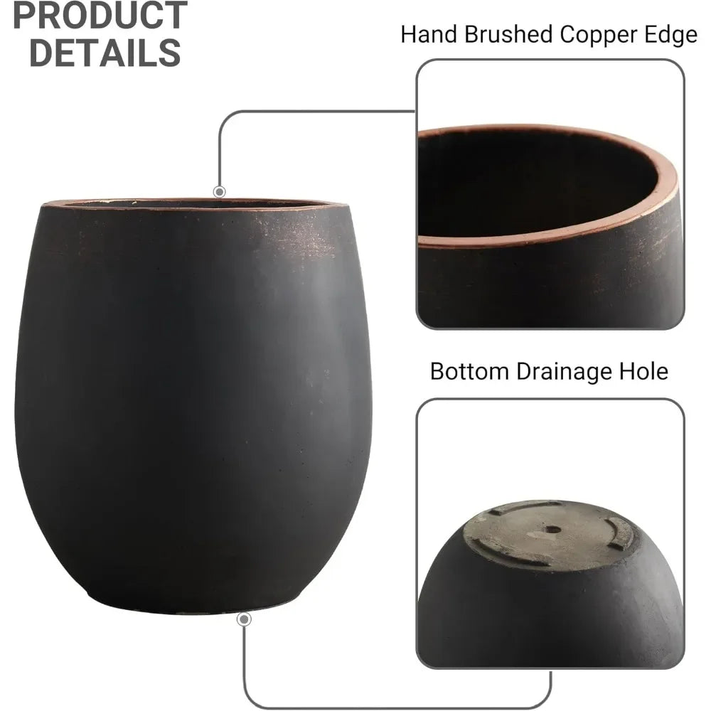 Large Outdoor Planter ,17.7"+13.3"+9.5" Dia Round Concrete Planter Set of 3