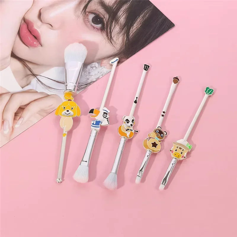 Cute Cartoon Animal Crossing Brush Set, Foundation Eye Makeup Brush, Eyeliner Lip Brush, Women's Face Cosmetic Tools, Lover's Gi