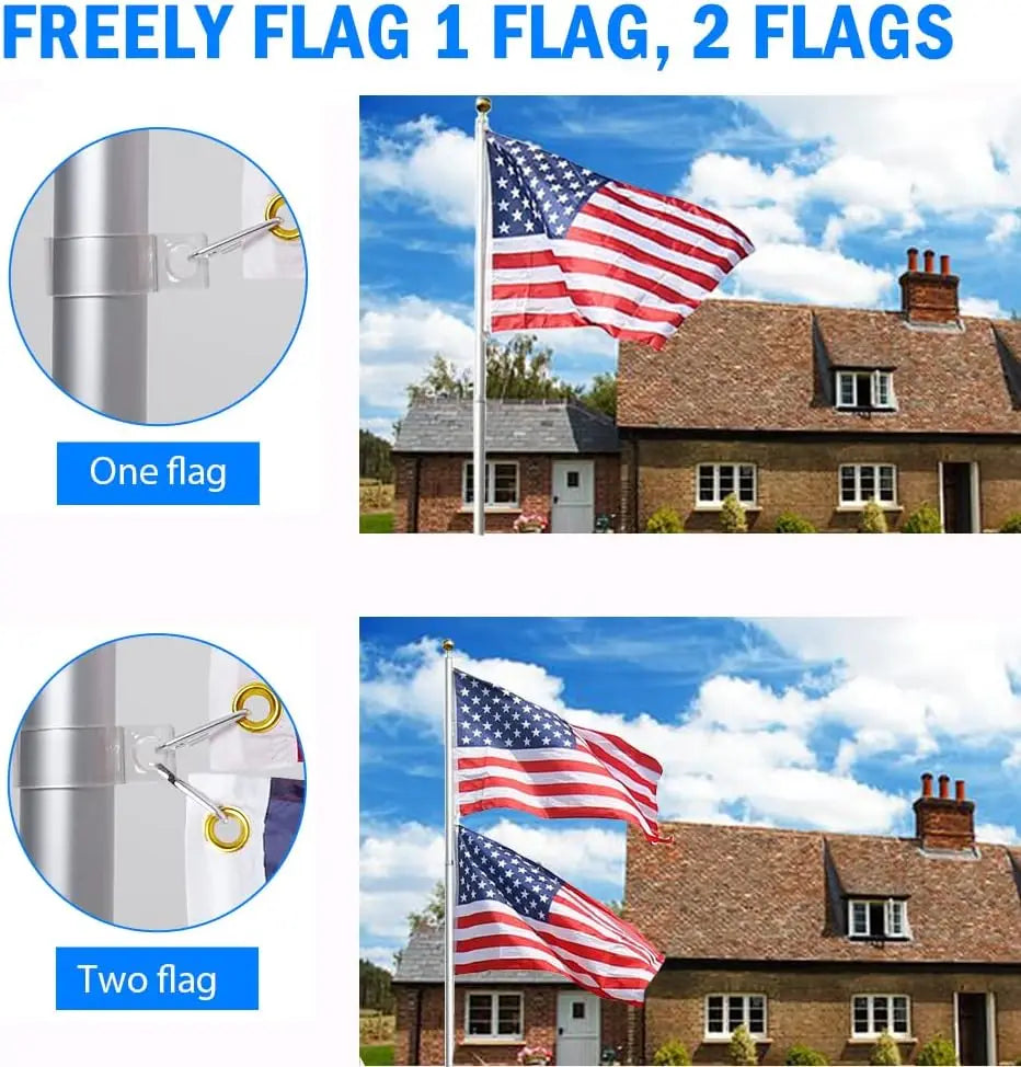 Flag Pole for Outside In Ground, Extra Thick Outdoor Heavy Duty Patio Flagpole with 3x5 American Flag for Commercial Residential