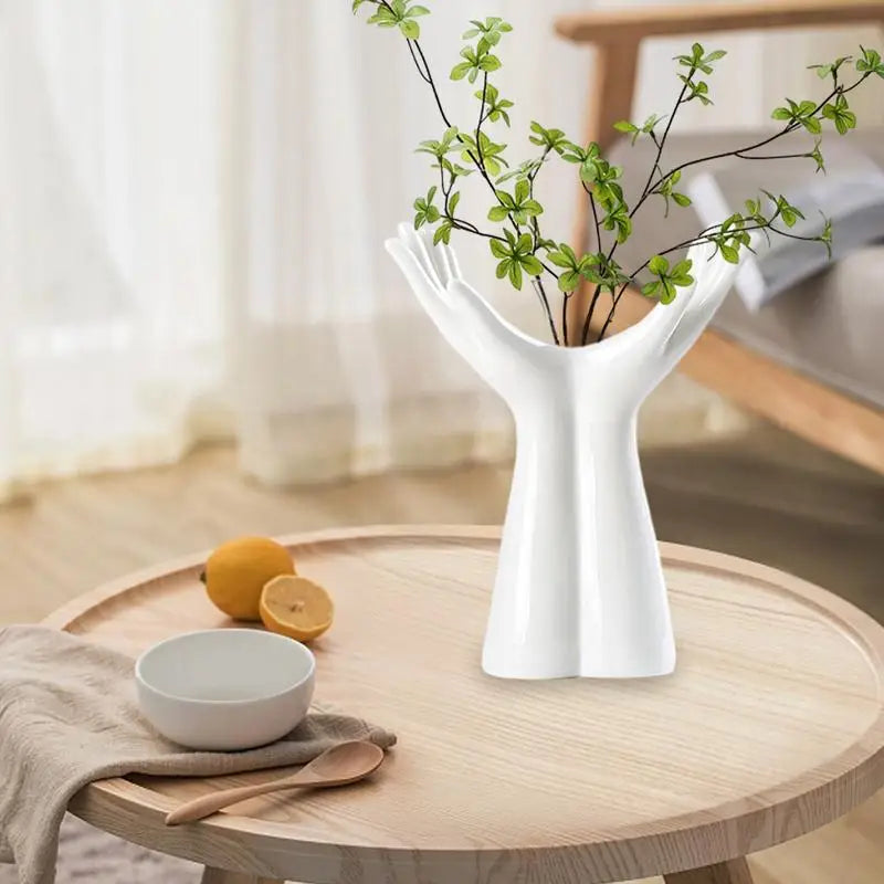Hand Shape Vase Photo Prop Modern Aesthetic Flower Arrangement Unique Vase for Anniversary Office Home Tabletop Decoration