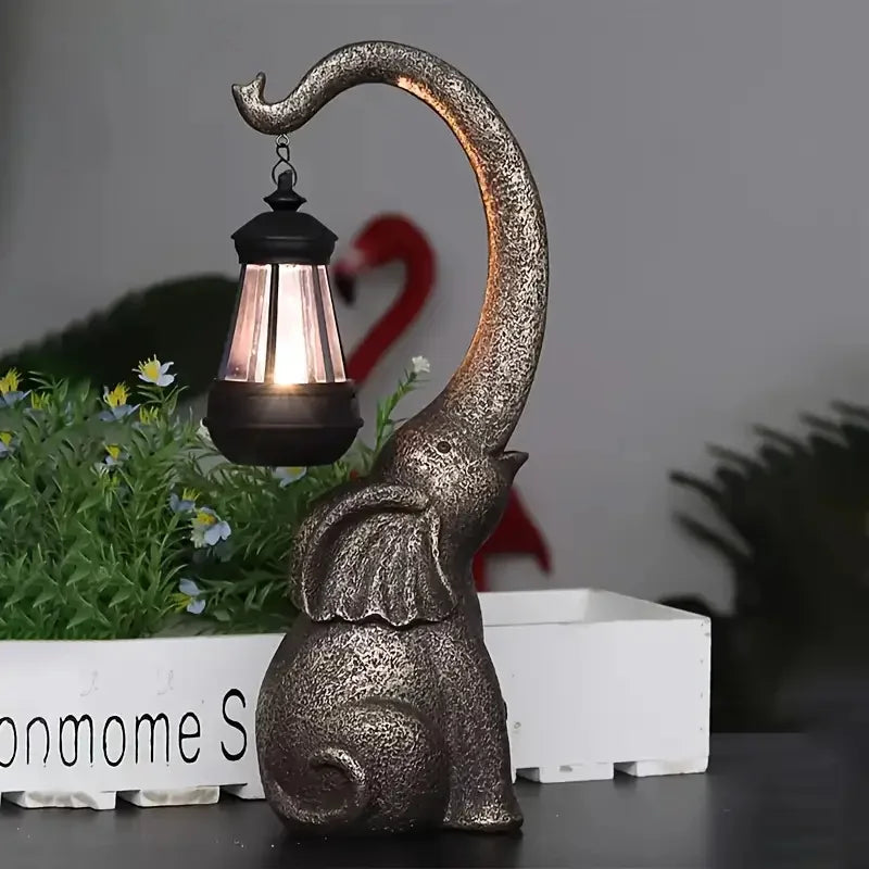 1 Pack Elephant-Shaped LED Solar Lights Garden Resin Crafts Ideal for Patio Decor Used For garden，yard，pool，Lawn 100mah