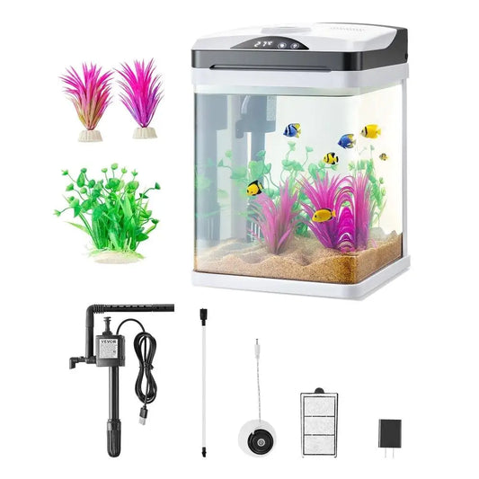 2 Gallon Smart Aquarium Self Cleaning 7 Color Lighting