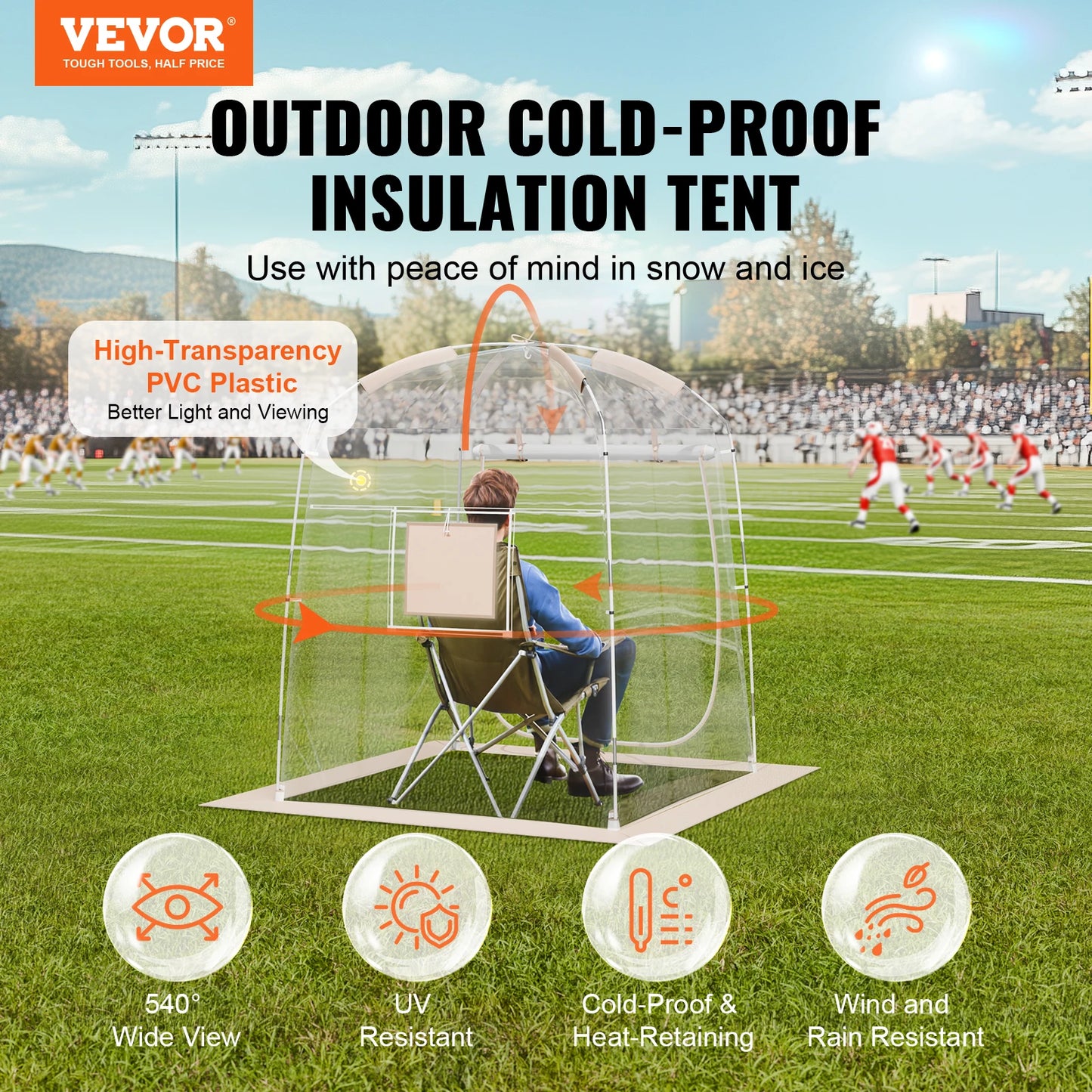 VEVOR Sports Tent Instant Shelter Weatherproof Pod Outdoor Bubble Clear View Tent Climate Canopy Shelter for Sporting Events