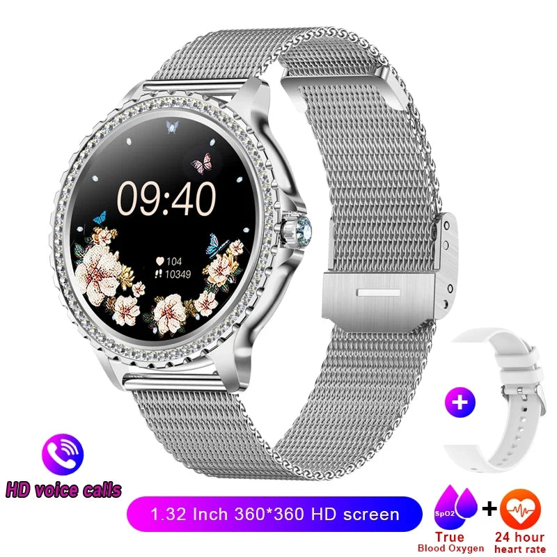Xiaomi Mijia Women Smart Watch True Blood Oxygen 1.32Inch 360*360 HD Screen Diamond Bracelet Bluetooth Call Ladies