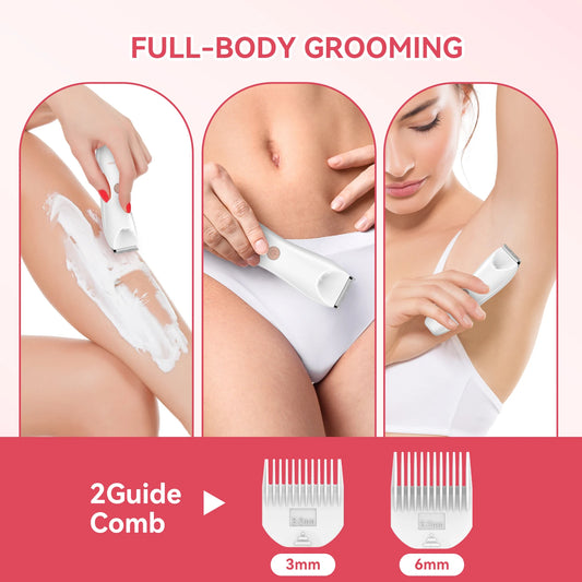 MAXGROOM Bikini Trimmer for Women IPX7 Waterproof Body Underarm Legs Pubic Hair Trimmer Detachable Head Painless Electric Shaver