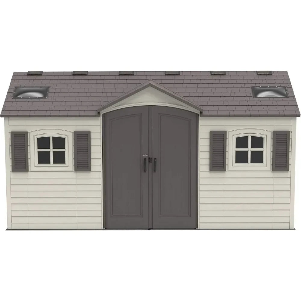Customizable Storage Shed Dual Entry Desert Sand 15x8