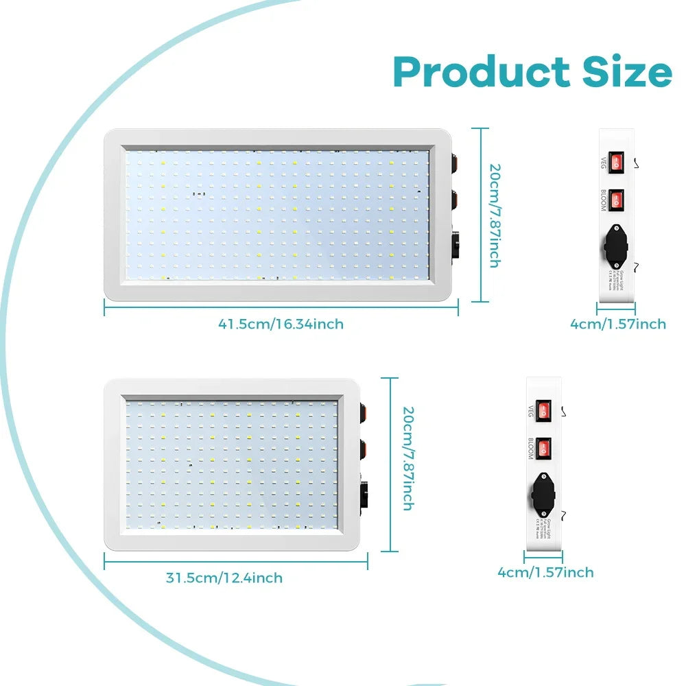 Two Pack 800W LED Grow Lamp Full Spectrum Plant Light 110V
