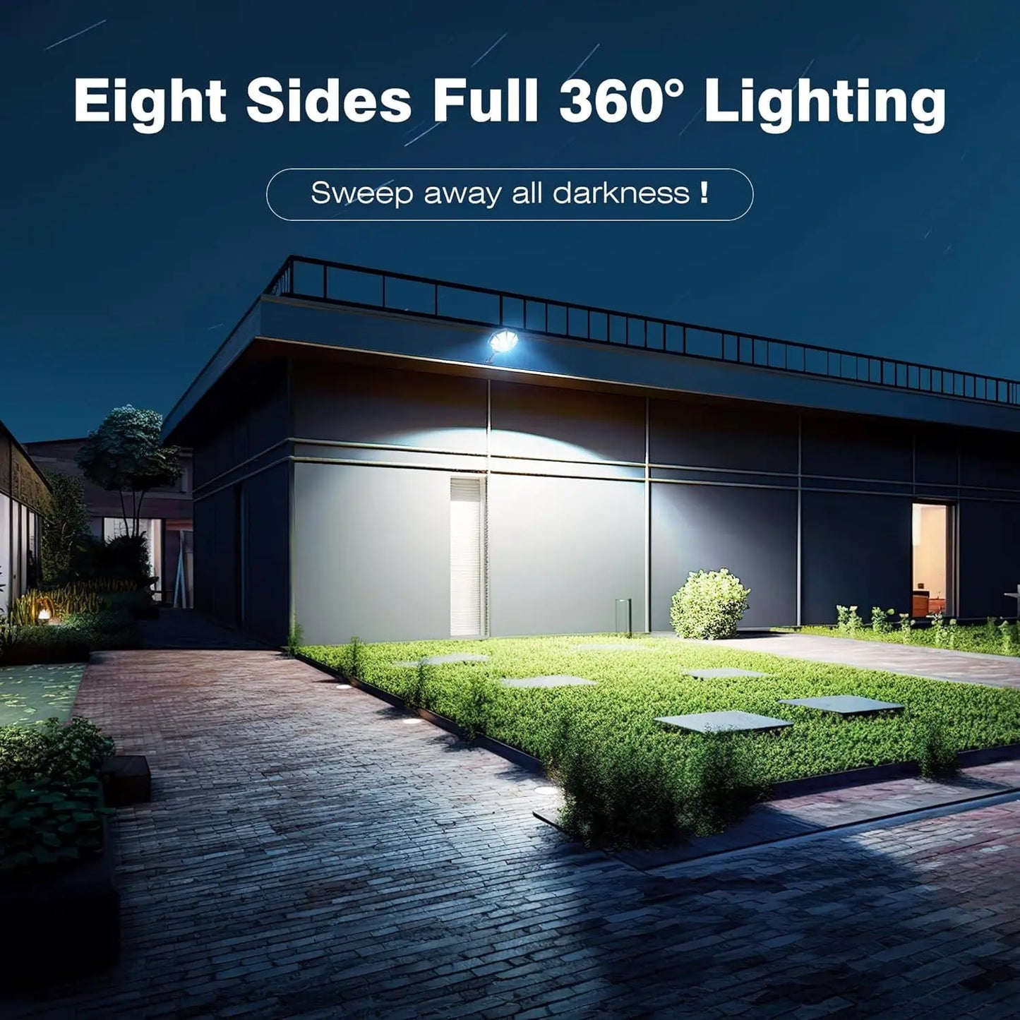 1Pack Solar Lights Outdoor 168LED 6500K Motion Sensor Flood Light Dusk to Dawn Solar Street Lamp for Yard Garden Pool Driveway