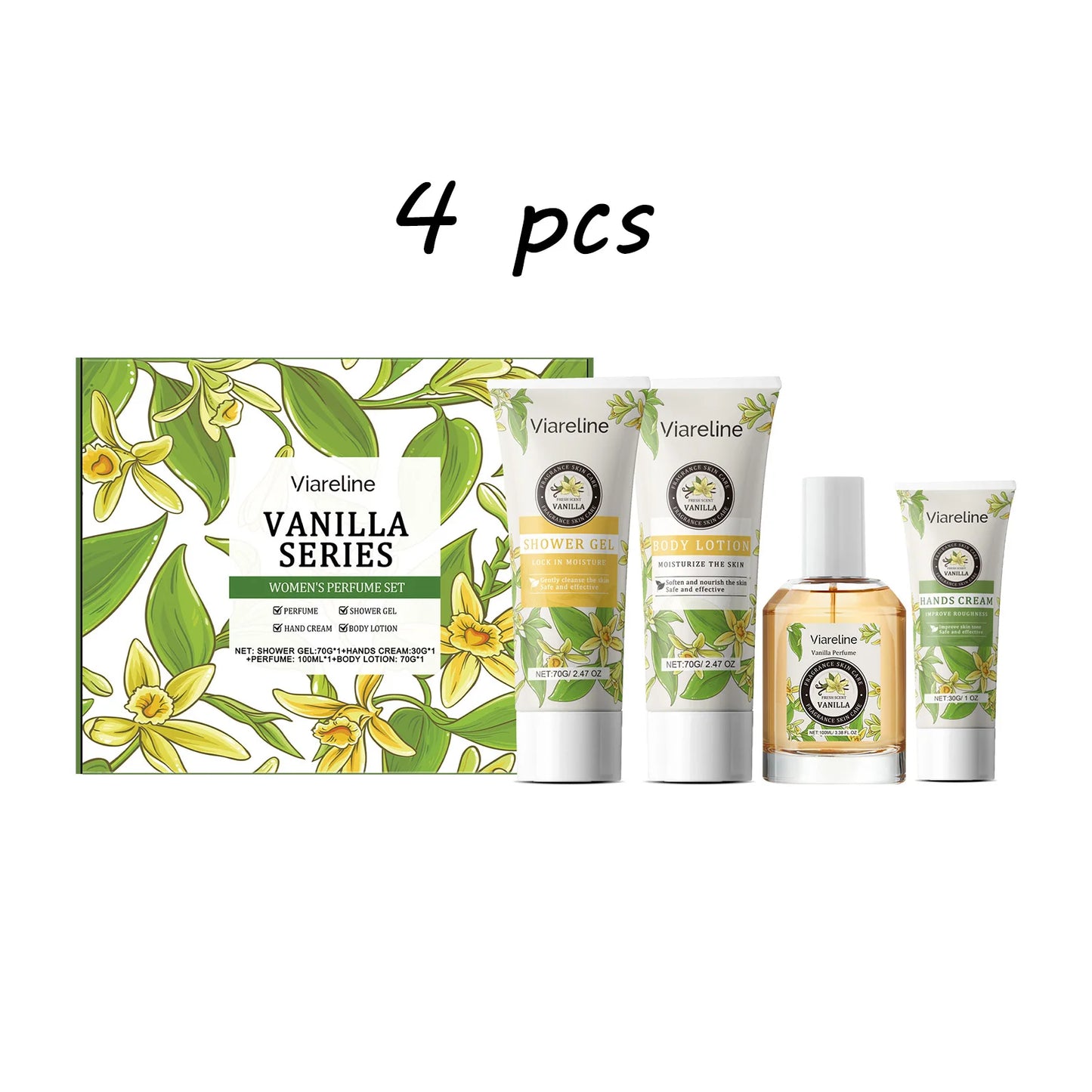 Oceaura Vanilla Women Perfume Skin Care Set Refreshing Moisturizing Improve Skin Elasticity Reduce Roughness Deep Cleaning Set