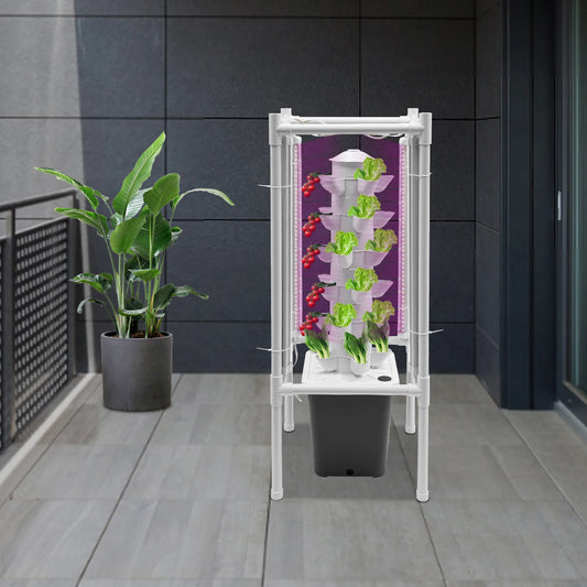 30-Holes Hydroponic Garden Vertical Tower with Growing Light |Growing System Vegetable Planter for Balcony Garden Greenhouse
