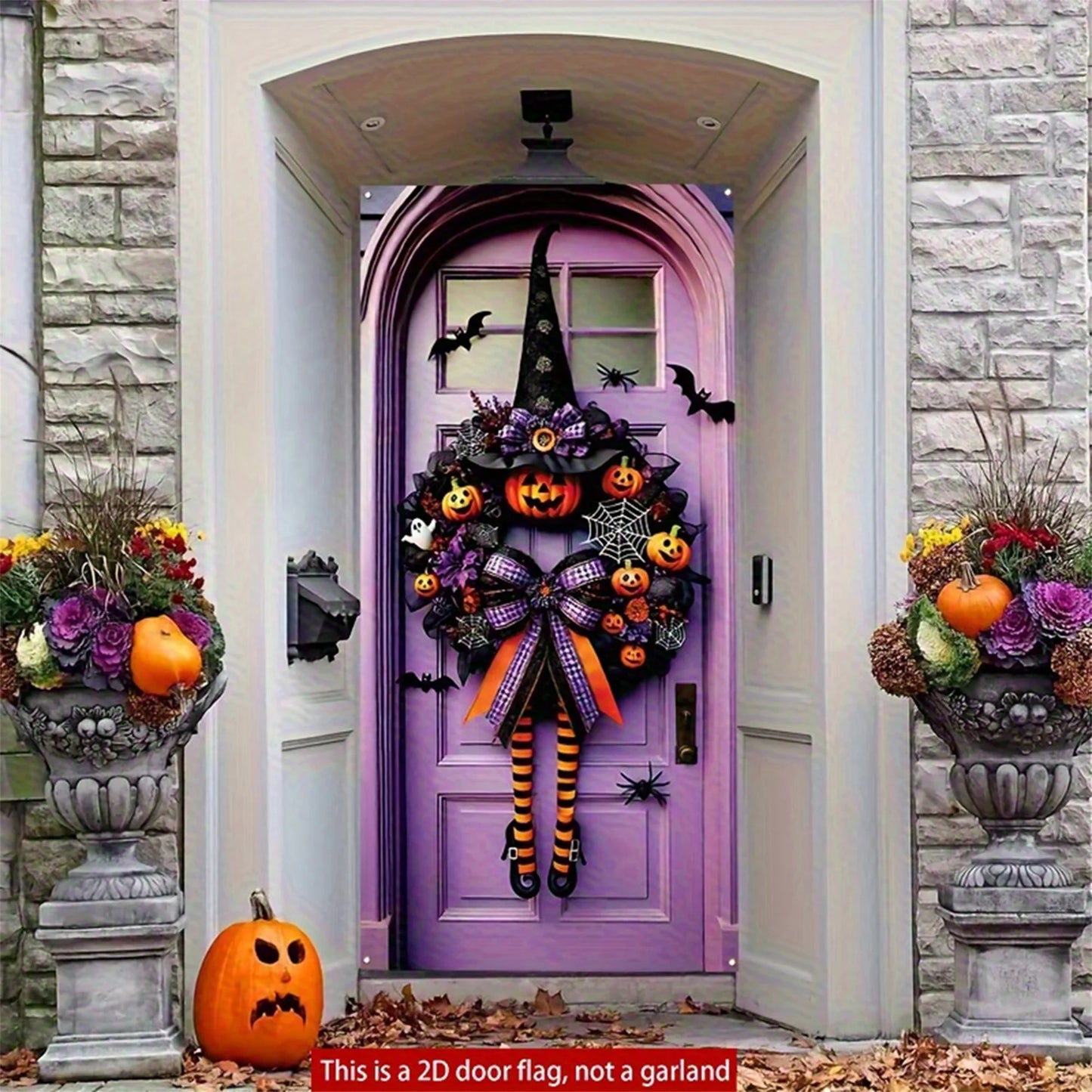 Halloween Party Decor Set Pumpkin Witch Wreath Door Cover