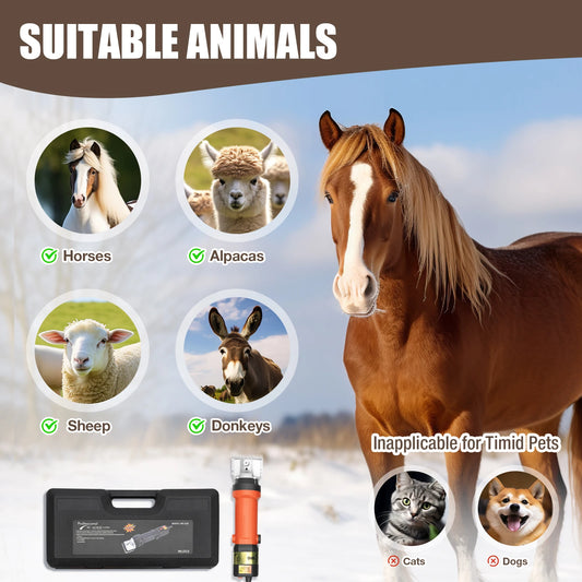 350W Electric Horse Sheep Animal Hair Clipper Shearing Trimmer Shaver 6-Speed Pet Grooming Fur Shear Cutter