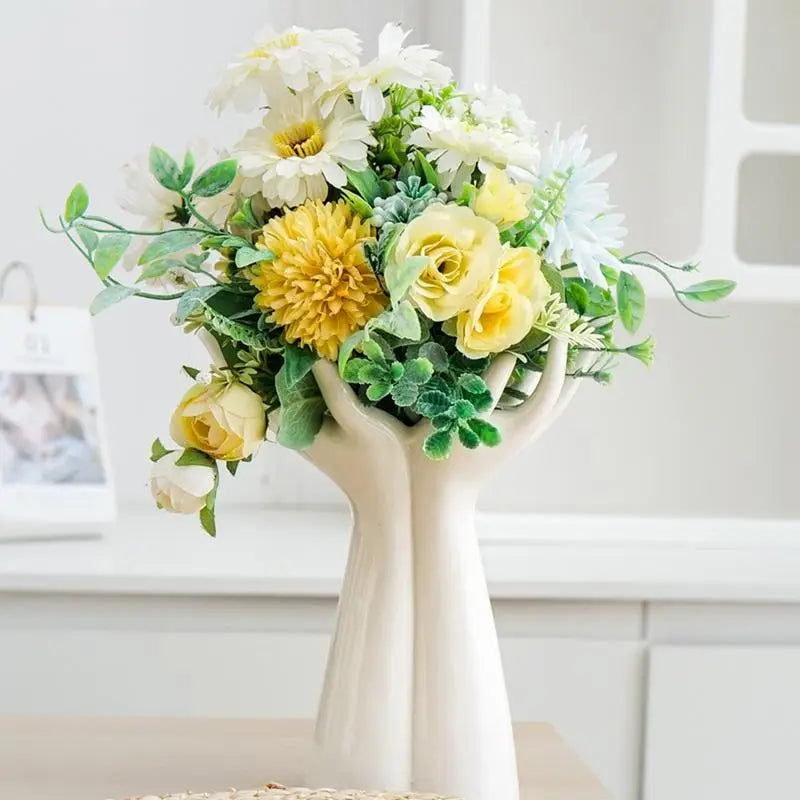 Hand Shape Vase Photo Prop Modern Aesthetic Flower Arrangement Unique Vase for Anniversary Office Home Tabletop Decoration